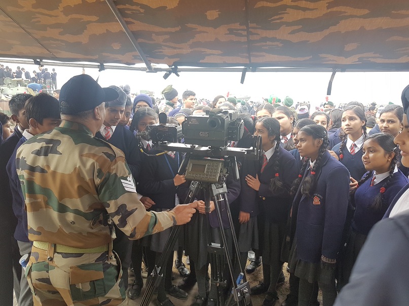 Military equipment display; students from Patiala showed keen interest in equipment's 
