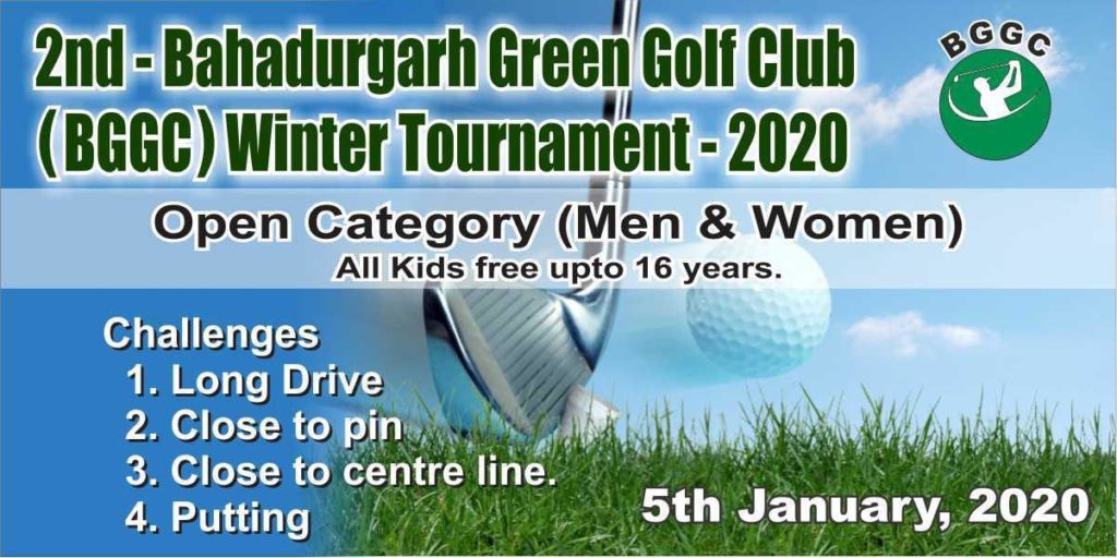 Bahadurgarh Green Golf Club winter golf tournament for men & women; open to all