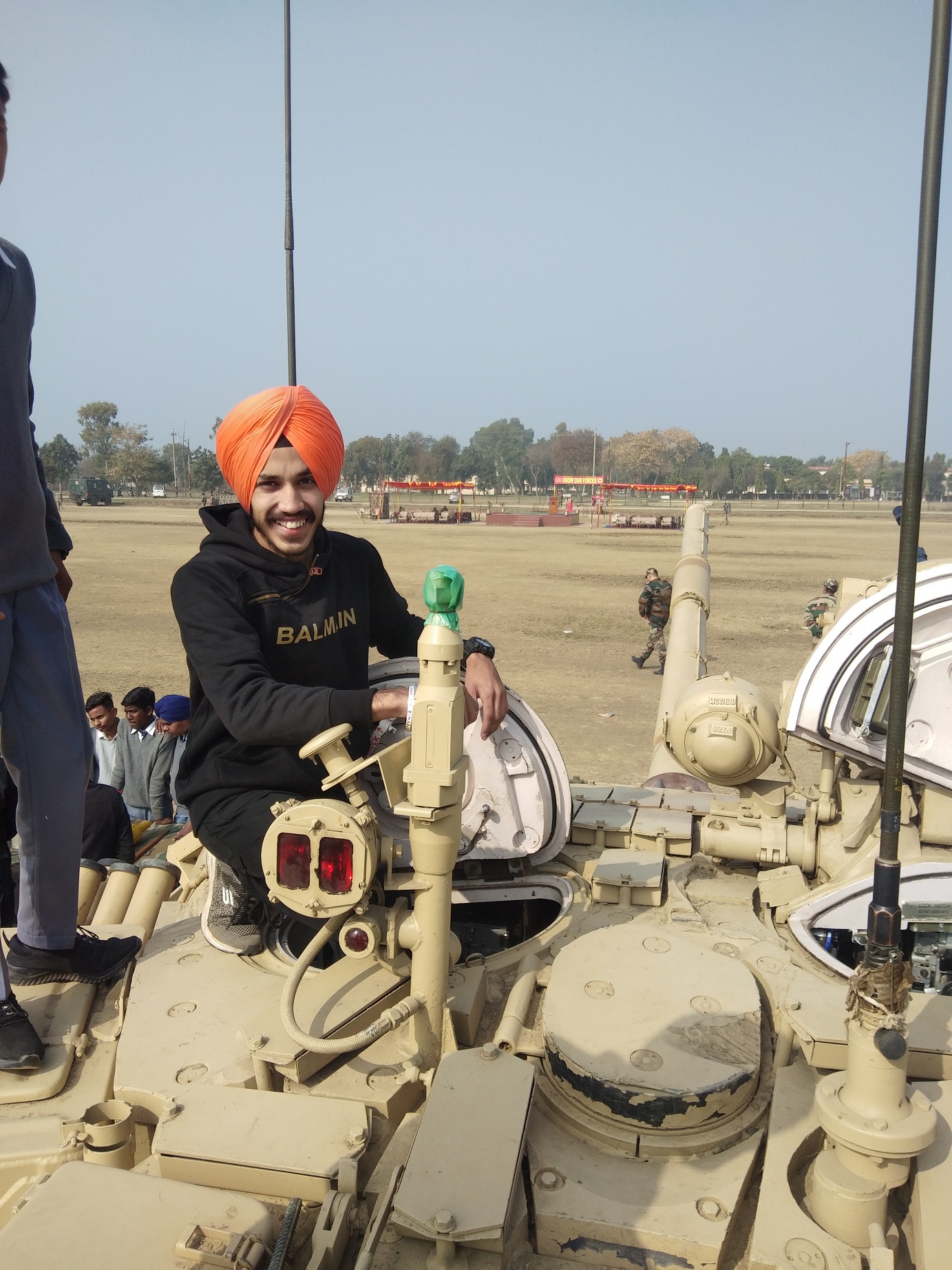 Military equipment display; students from Patiala showed keen interest in equipment's