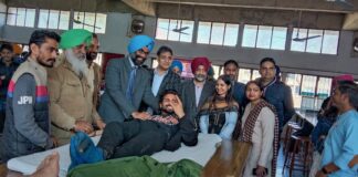 MRSPTU Physics department organized a blood donation camp in memory of Pulama martyrs