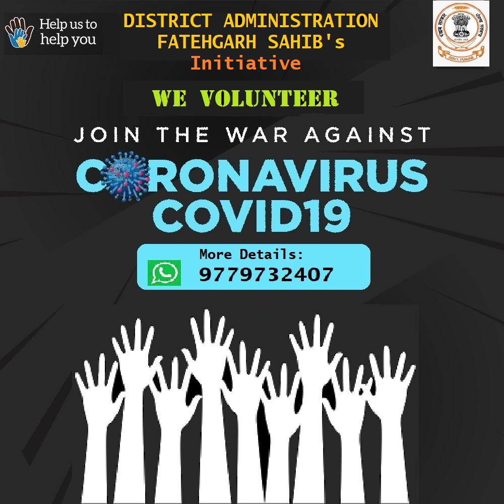 Volunteers/ NGO’s invited to join war against Coronavirus -Fatehgarh Sahib Administration