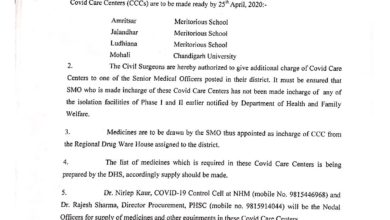 Four new Covid Care Isolation Centres of Level III set up in Punjab