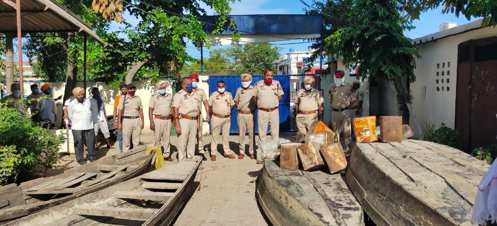 Illicit liquor traders in Hoshiarpur uses boats for distilling; 400 kg lahan, boats recovered