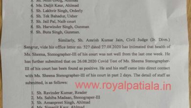 Evils eye of Corona on Sangrur judicial officials