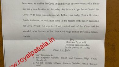 Patiala’s judge stenographer tested covid positive; judge directed to work from home