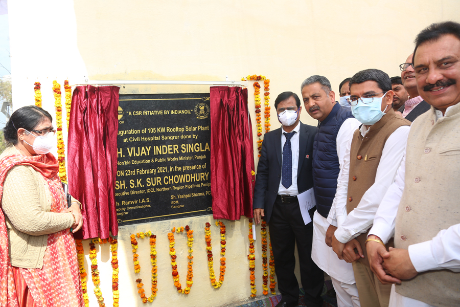 IOC sponsored rooftop solar plant at civil hospital Sangrur inaugurated by Vijay Inder Singla-Photo courtesy-Internet