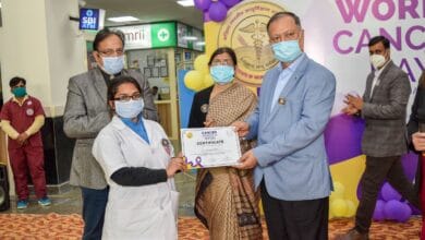 Cancer survivors felicitated during an awareness week celebrated at AIIMS Bathinda