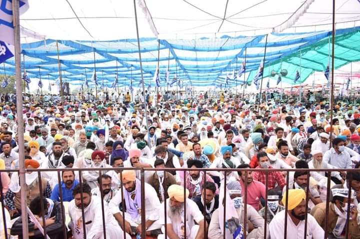Unprecedented gathering of people at AAP's Kisan Maha Sammelan in Bagha Purana (Moga)