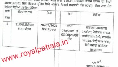 PSPCL announces power cut in certain areas of Patiala on March 28