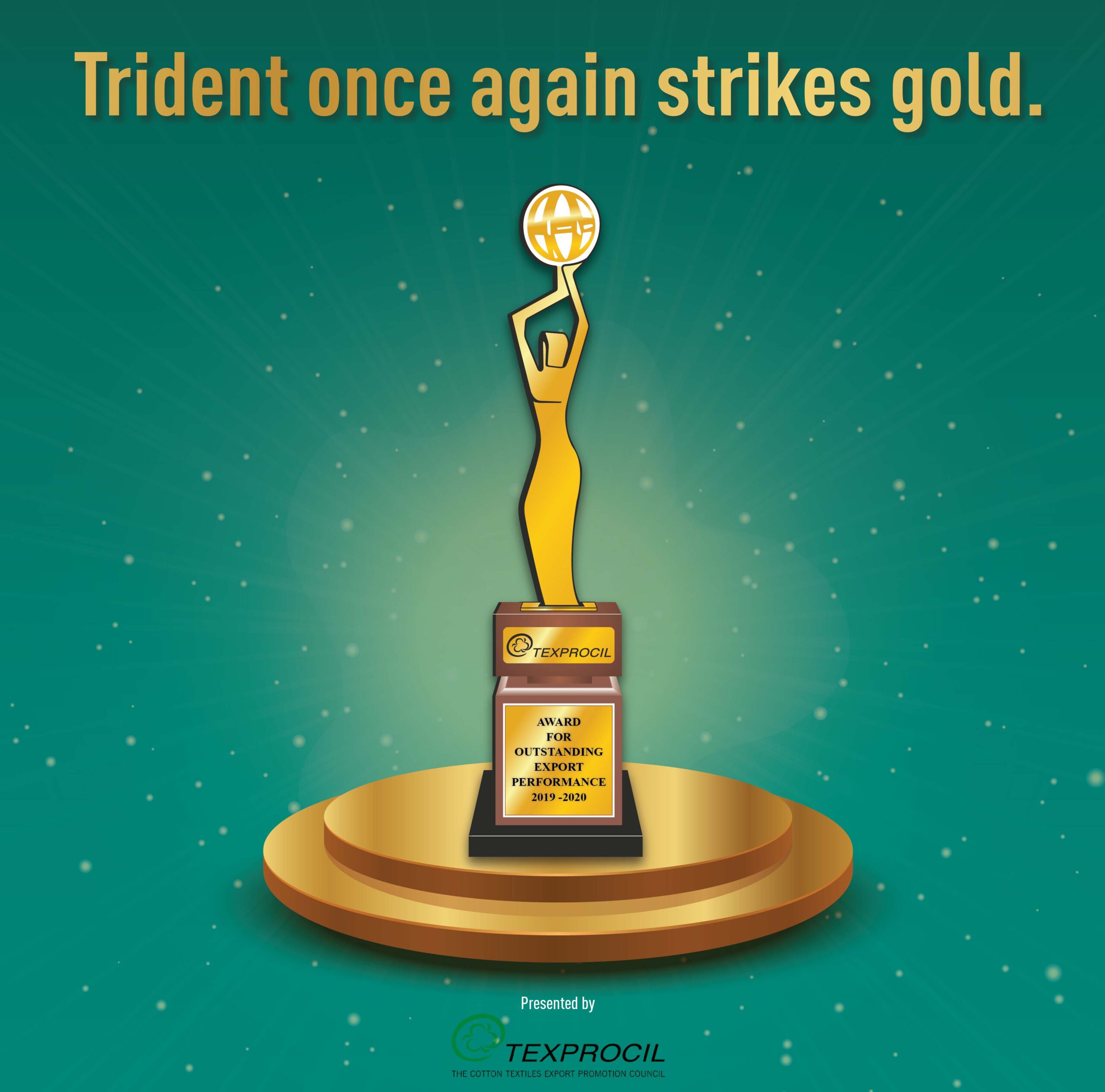 Trident Group once again strikes gold; awarded for highest global exports