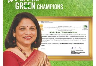 Chitkara University recognised as District Green Champion by Government of India