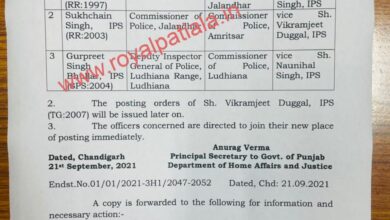 Punjab Police transfers- all 3-J.A.L. commissioners of police changed