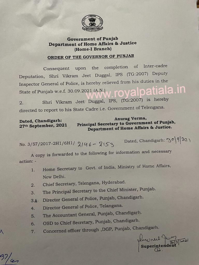 Punjab govt issues transfer orders of DIG Vikramjeet Duggal