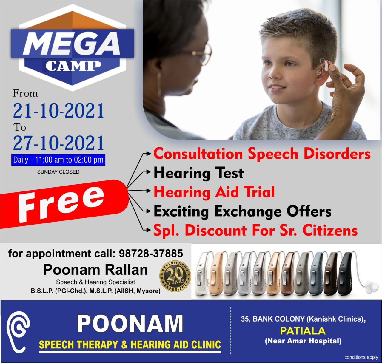 Mega camp for persons with speech and hearing disorders-Poonam Rallan