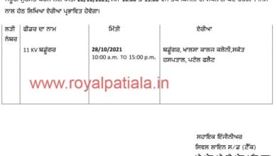 Power shut down in Patiala on October 28; schedule released by PSPCL