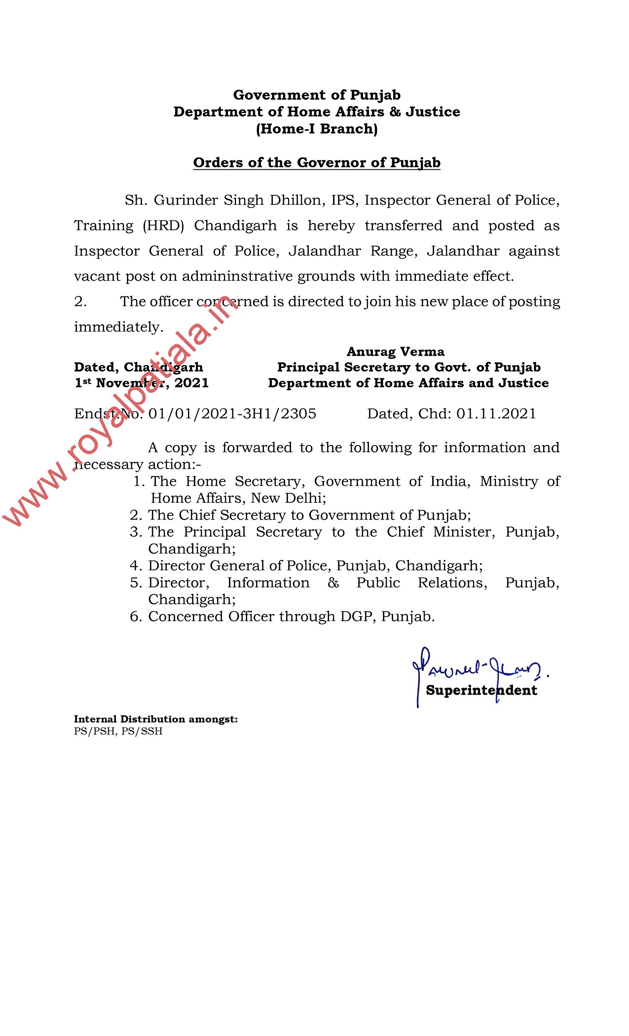 Punjab police transfers-range IG transferred in Punjab