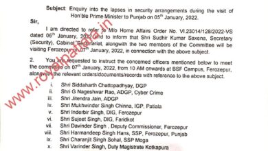 14 Punjab police top brass summoned by MHA probing PM security breach