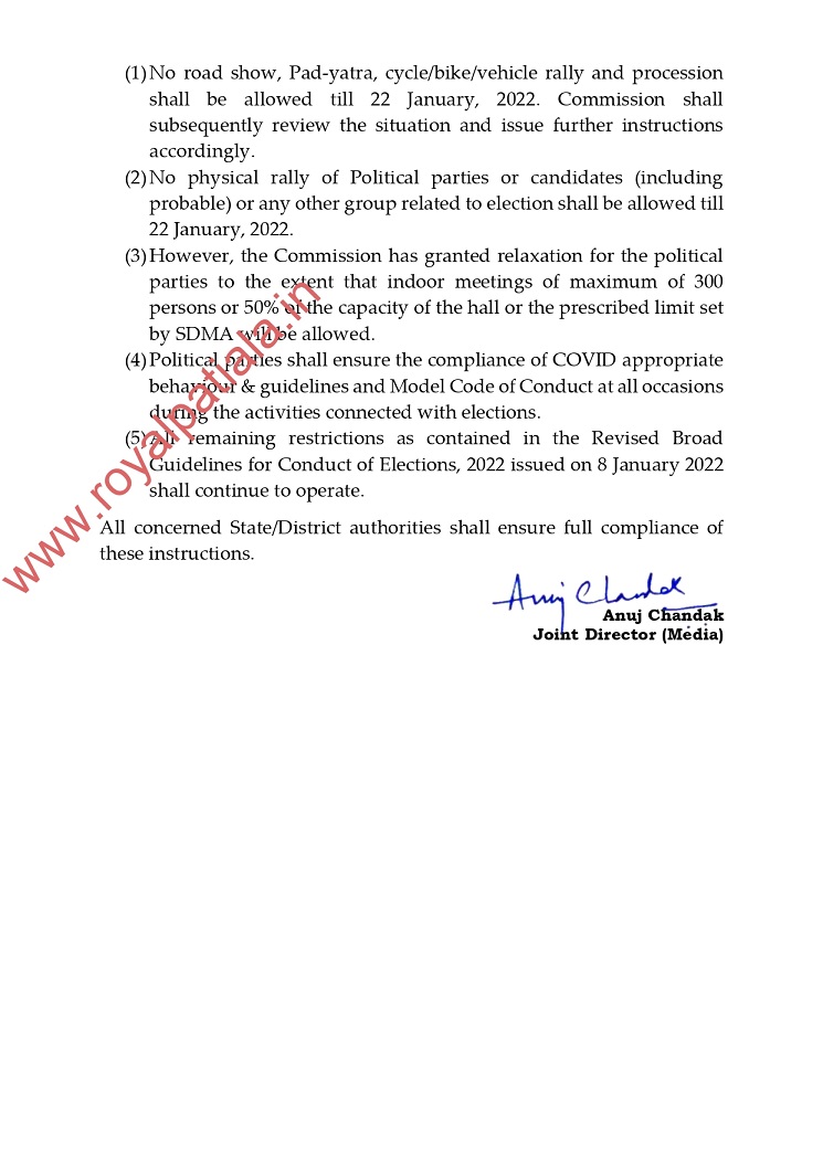 ECI issues revised guidelines on physical rallies and roadshows