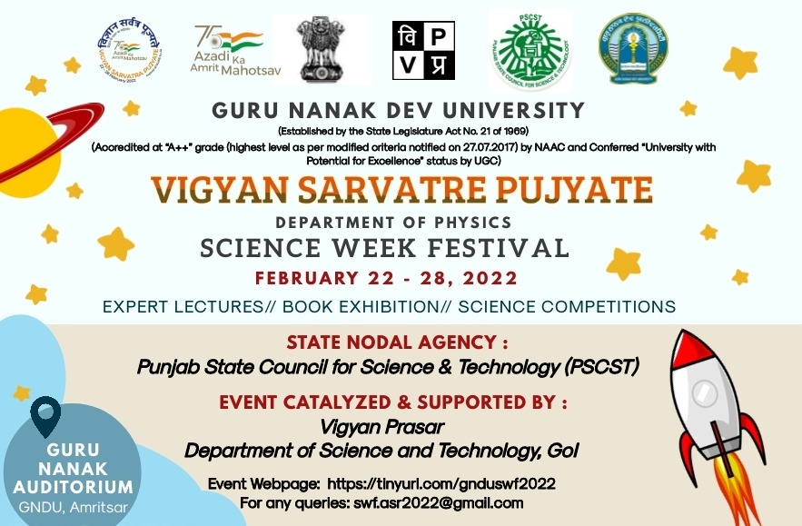 GNDU Department of Physics will host Science Week Festival