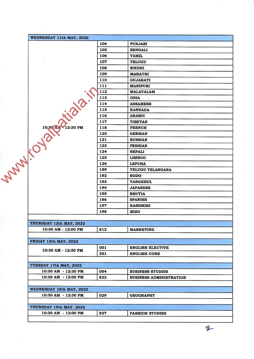 CBSE releases 10+2 Term II date sheet