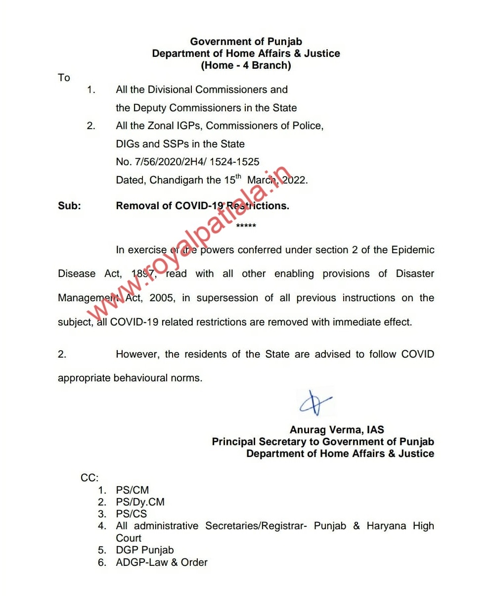 Punjab govt issues important update on Covid 19 restrictions