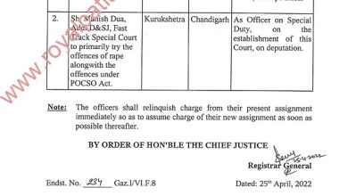 Punjab judicial officers transferred in Punjab, Haryana