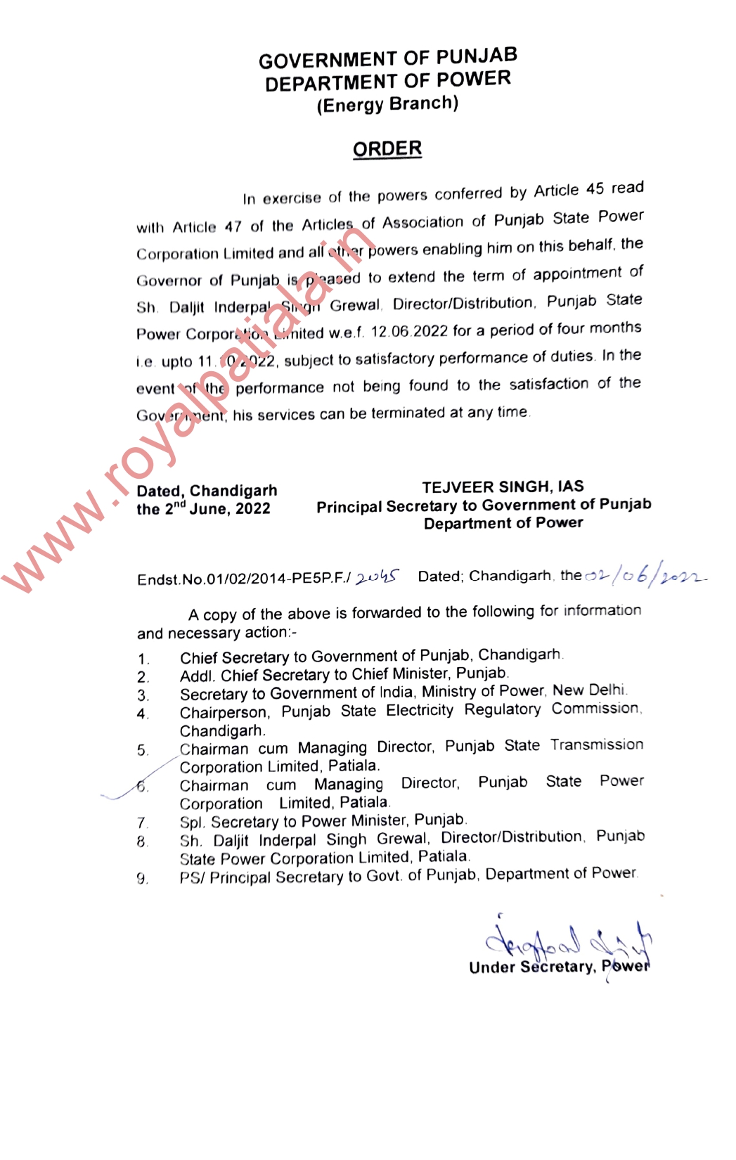 PSPCL, PSTCL directors term extended by Punjab govt