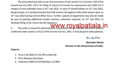 Income Tax department issues orders related to filing of ITRs