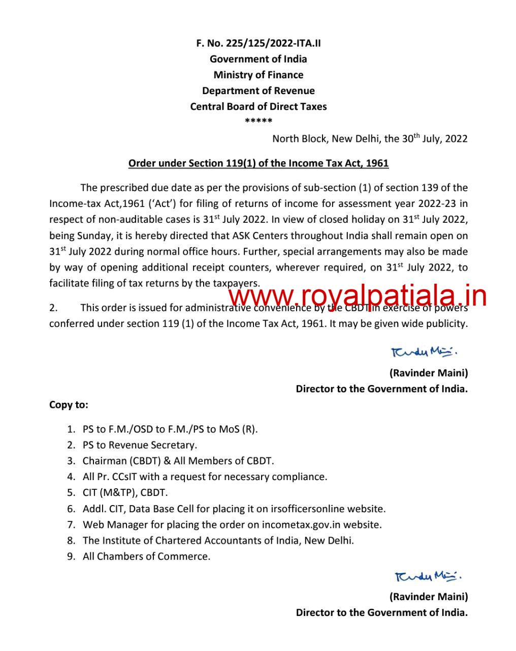 Income Tax department issues orders related to filing of ITRs