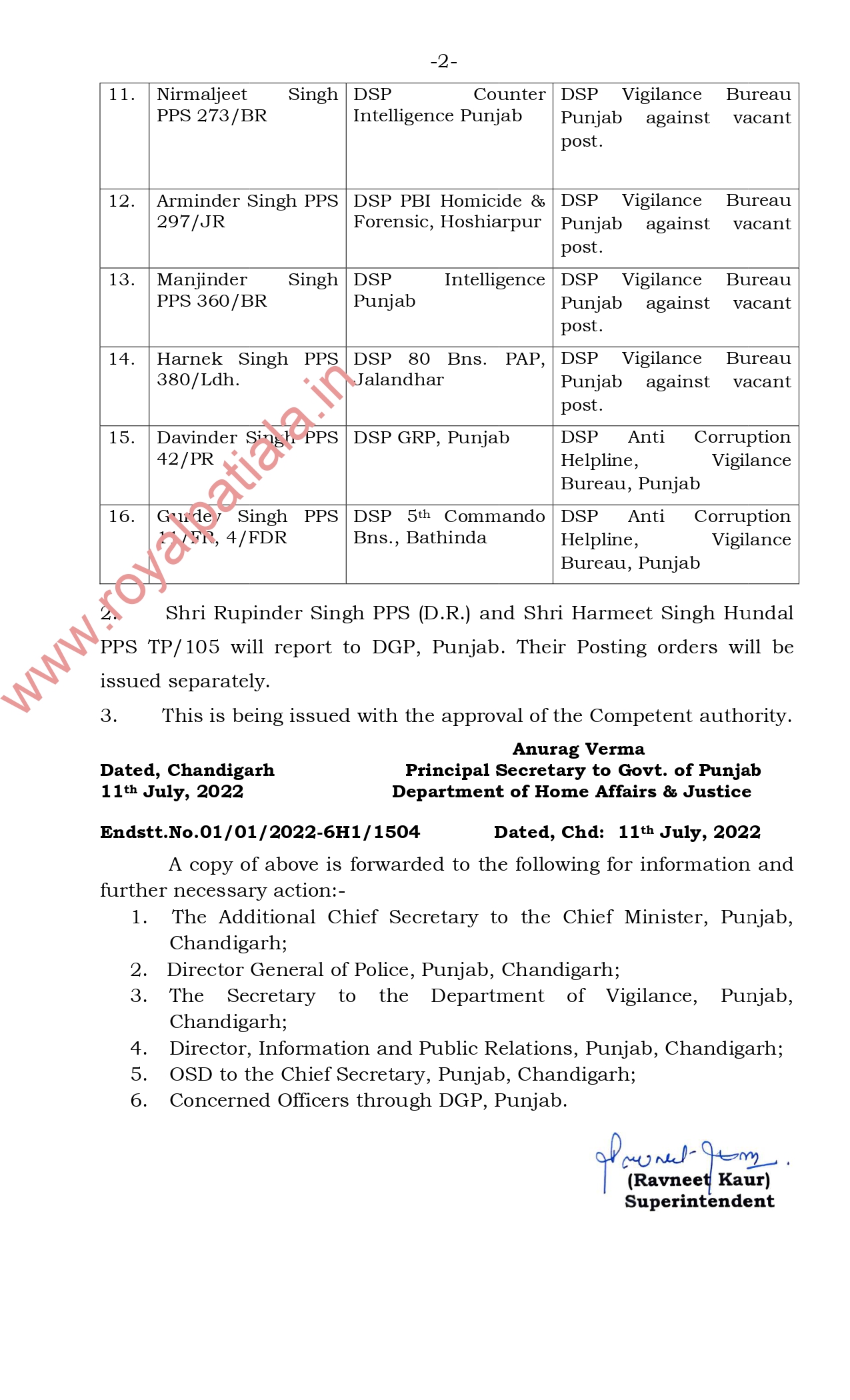 Punjab Vigilance Bureau transfers-16 officers transferred 