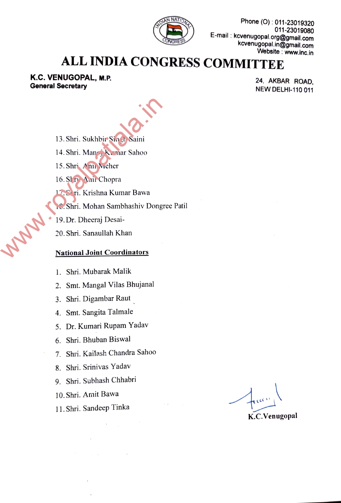 Congress appoints Punjab, Rajasthan, Uttrakhand state OBC chairman; 20 national coordinators