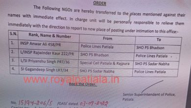 2 SHOs amongst 4 NGOs transferred in Patiala