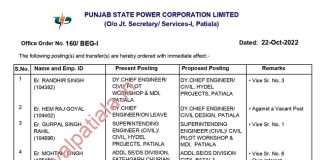 Diwali gift for 14 PSPCL engineers; gets transfer orders