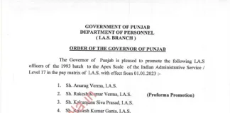 IAS Promotions-four Punjab Principal Secretaries promoted as Additional Chief Secretaries