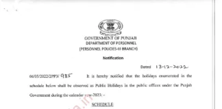 Punjab govt releases 2023 List of Holidays