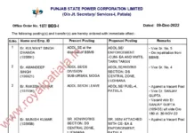 PSPCL transfers; 47 AE to Addl SE transferred