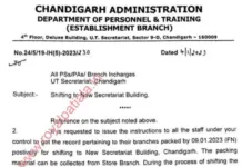 Finally, UT Administration orders shifting to new UT secretariat buildings; rooms, floors allotted to departments