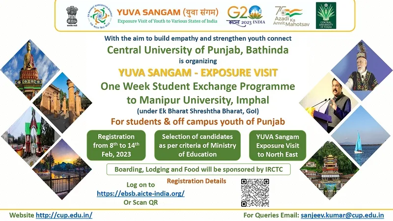 Youngsters from Punjab to tour North East states; Central University of Punjab to conduct exposure tours 