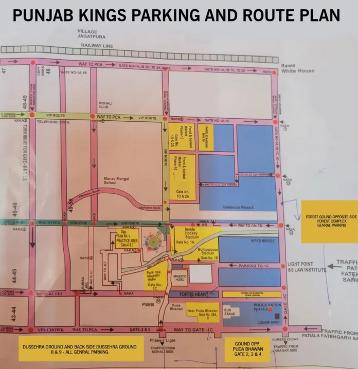 IPL match at Mohali- Police releases traffic diversion map for commuters, local residents