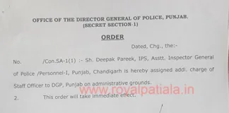 Punjab police AIG appointed as ‘Staff Officer’ to DGP, Punjab