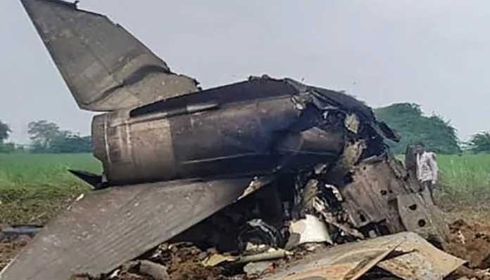 MIG-21 aircraft crashes; three people lost their lives-Photo courtesy- Deccan Herald