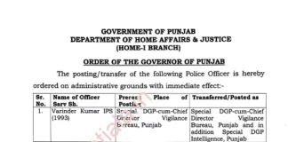 First time in the history of Punjab an IPS officer to head Vigilance and Intelligence wing jointly