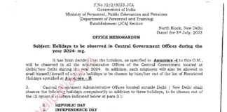 Central Govt announces 2024 holidays  