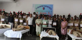 NCC cadets donated 60 units of blood at IKGPTU