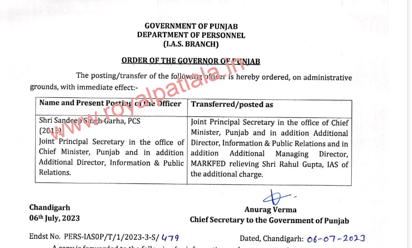 Punjab IAS,PCS officer transferred