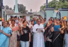 Candle light prayer service organized to express the solidarity with the Women in Manipur