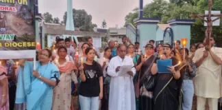 Candle light prayer service organized to express the solidarity with the Women in Manipur