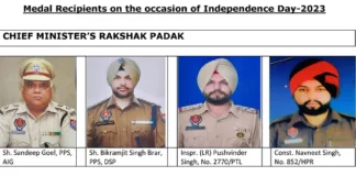 Independence Day honour: Punjab police officers/officials awarded with medals for Outstanding Devotion to Duty