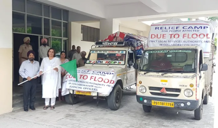 Serving and retired judicial officer, advocates, staff members donate relief material for flood affected residents of Patiala