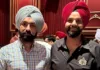 Rupnagar BJP president Ajayvir Singh Lalpura congratulates Tarsem Jassar for the success of the film 'Mastaney’